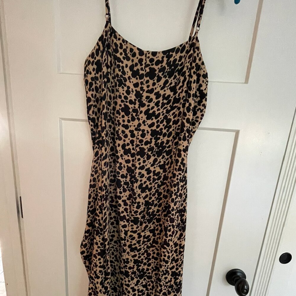 Reformation Leopard Slip Dress w/Slit Sz 12